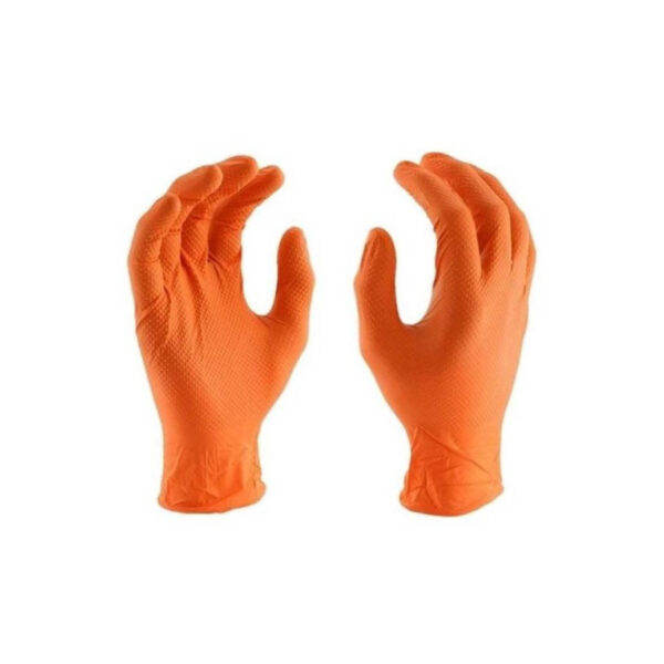 GLOVE BG001 D DISPOSABLE 13G LEVEL 7 & DIAMOND PALM 100%NITRILE ORANGE