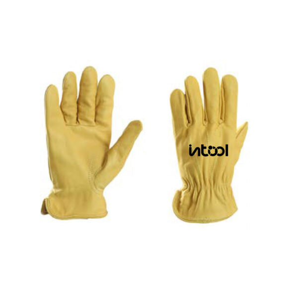 GLOVES DRIVER 4TIPS YELLOW LEATHER PIECED HEM CORD STITCH, LINED